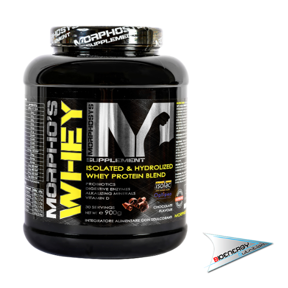 Morphosys Supplement-MORPHO'S WHEY (Proteina del siero del latte isolata e idrolizzata)  900 gr Cioccolato  