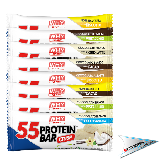 Why-55 PROTEIN BAR (Conf. 30 barrette da 55 gr)   Cioccolato bianco - Pistacchio  
