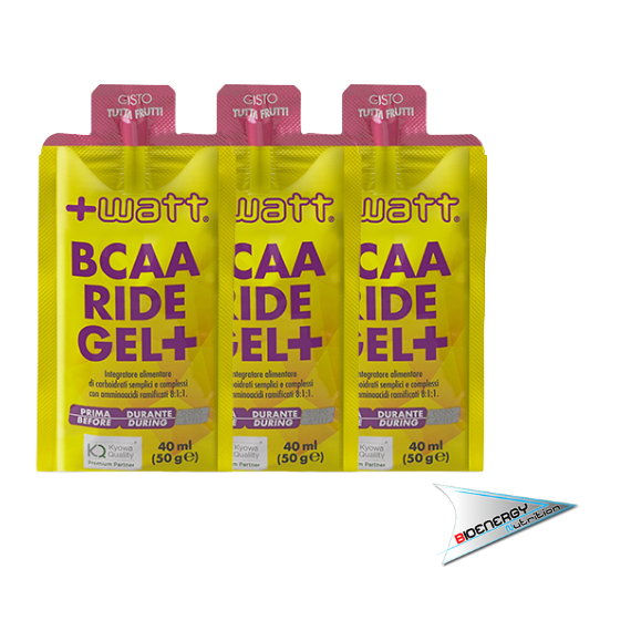 +Watt - BCAA RIDE GEL+ (Box 30 pezzi da 40 ml - gusto Tutti i Frutti) - 